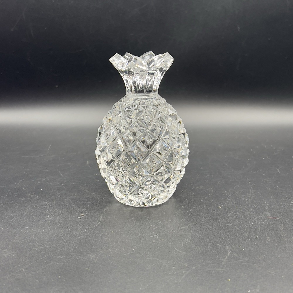 Heavy Crystal Glass Paperweight Pineapple‎ 4" Tall Clear and Pretty